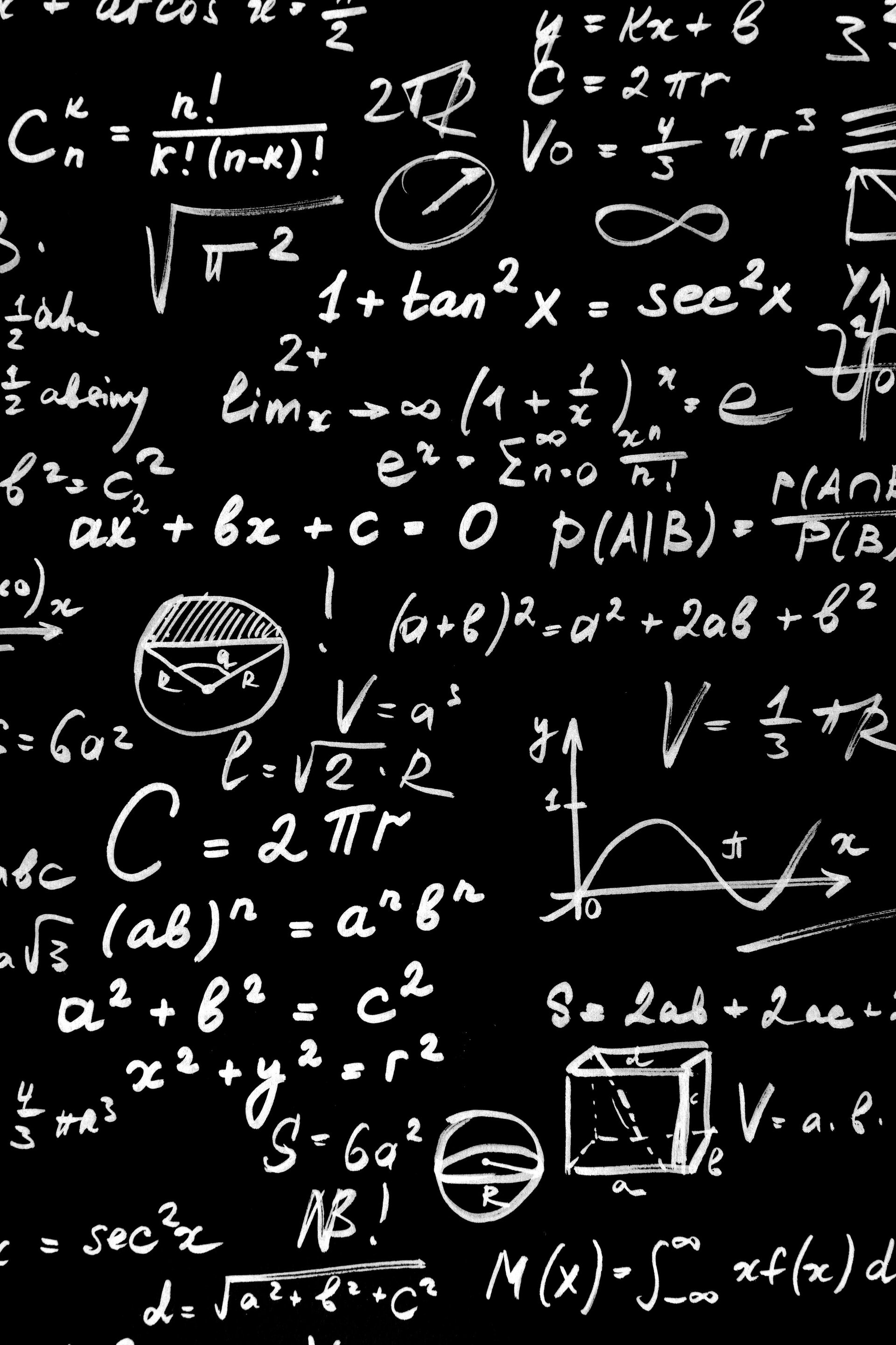 Mathematical formulas and equations on dark background